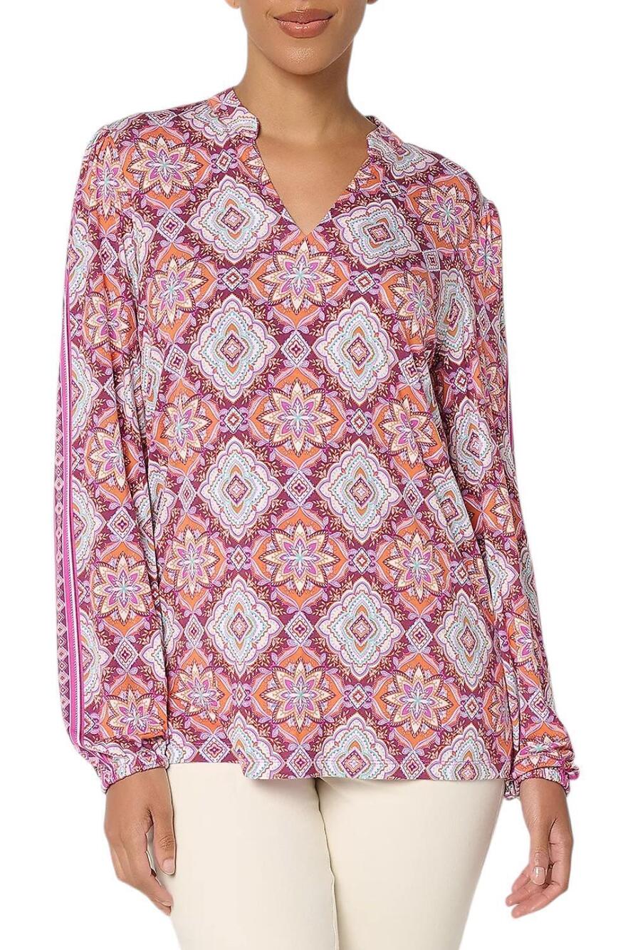 Belle Boho by Kim Gravel Women's Southern Star Border Top Sangria - Regular